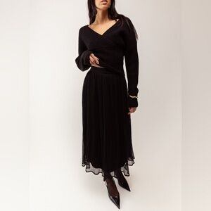 OAK + FORT Black Midi Skirt